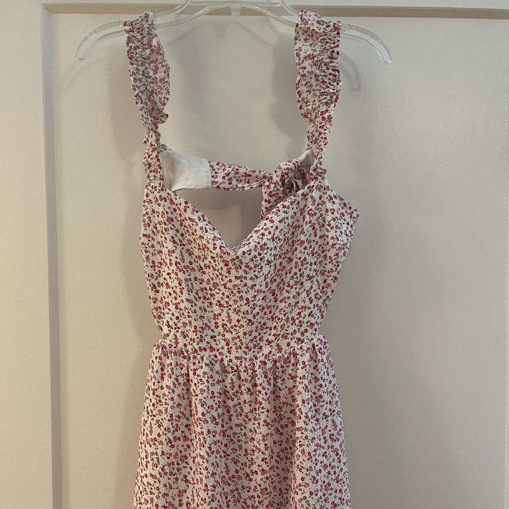 Red Dress floral midi